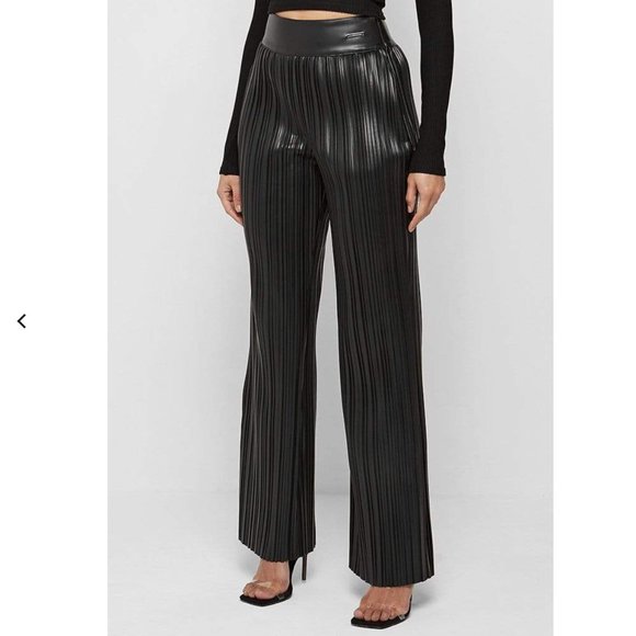 STUNNING PLEATED LEATHER TROUSERS - Picture 5 of 6